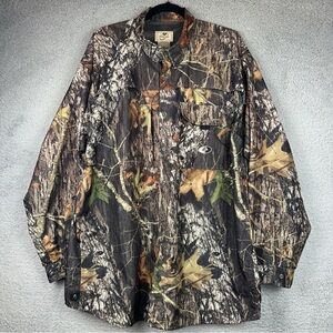 Mossy Oak Shirt Mens XL Brown Camo APX Treklite Vented Tree Leaf Hunting Outdoor